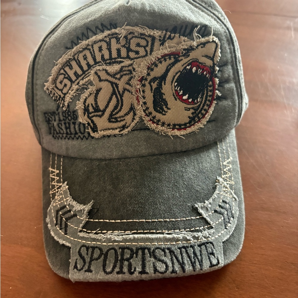 Amazon Gray Shark Embroidered Cap